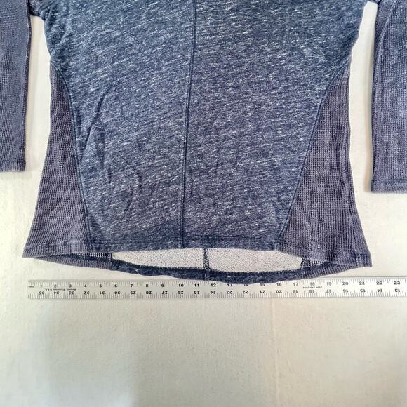 Style & Co Sport Lightweight Hoodie Woman's L Heathered Blue Grey Knit & Waffle - Picture 10 of 13